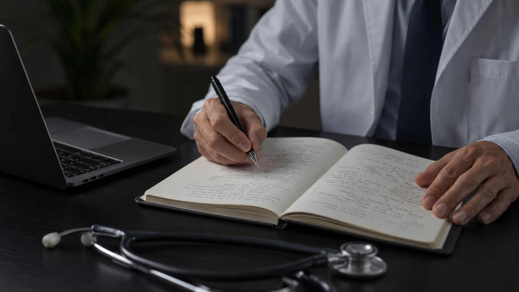 Clinician reviewing medical records