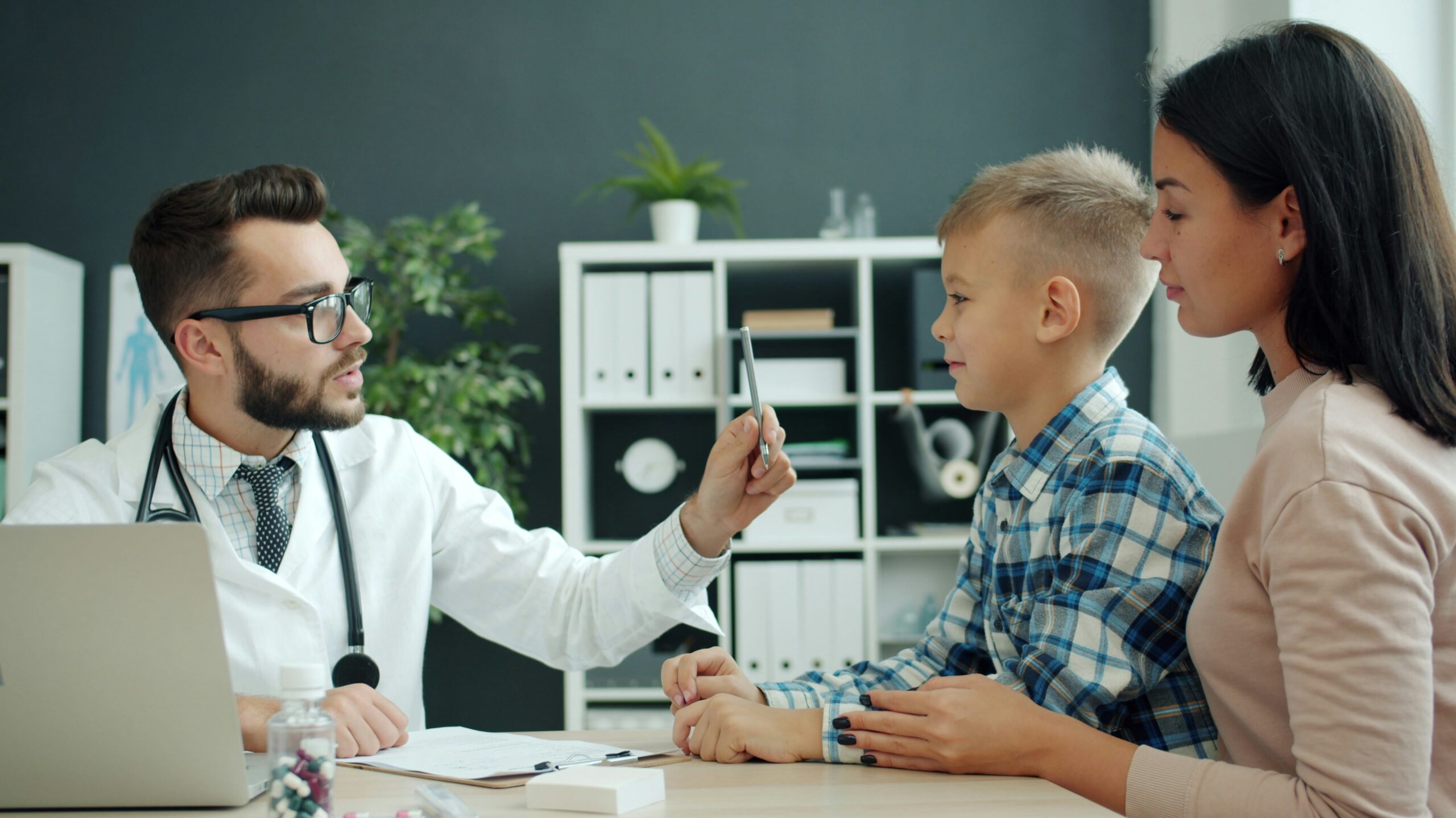Consultant discussing a case file